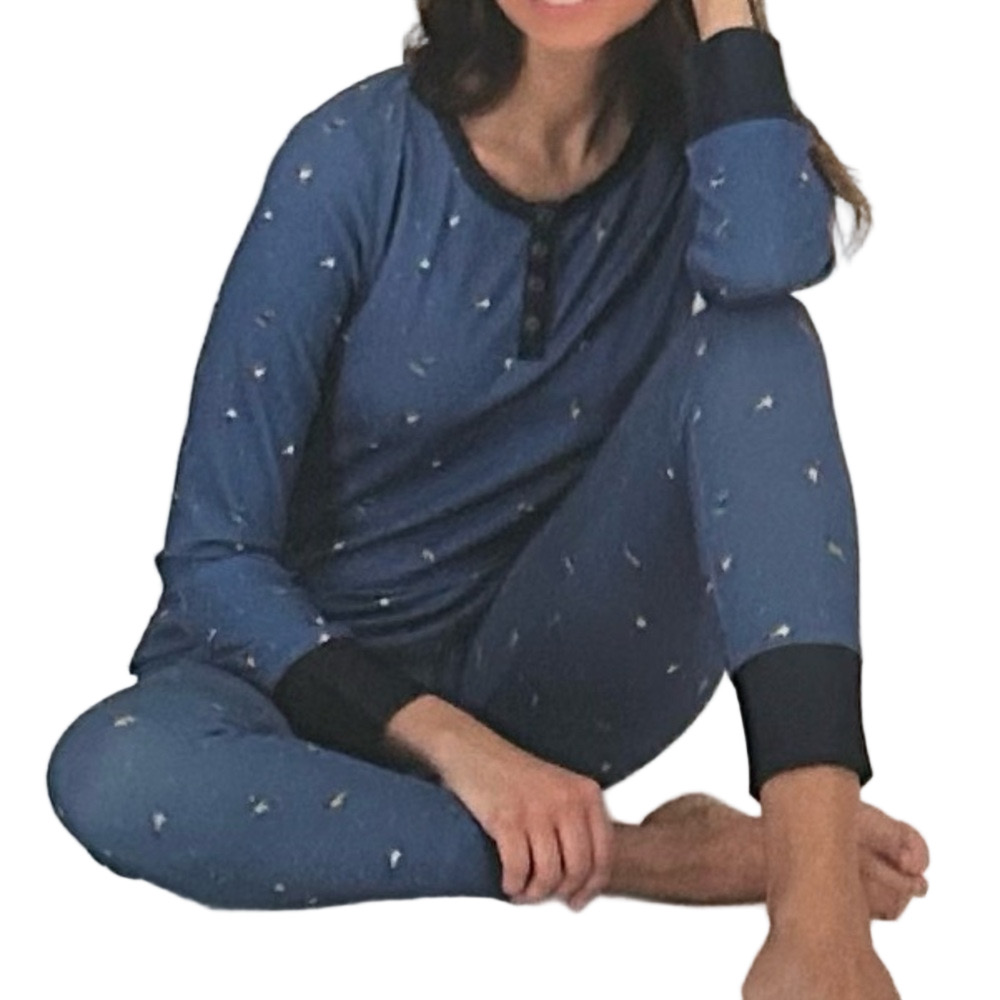 Lucky Brand Thermal Henley Waffle Top & Pants Size Large NWT
